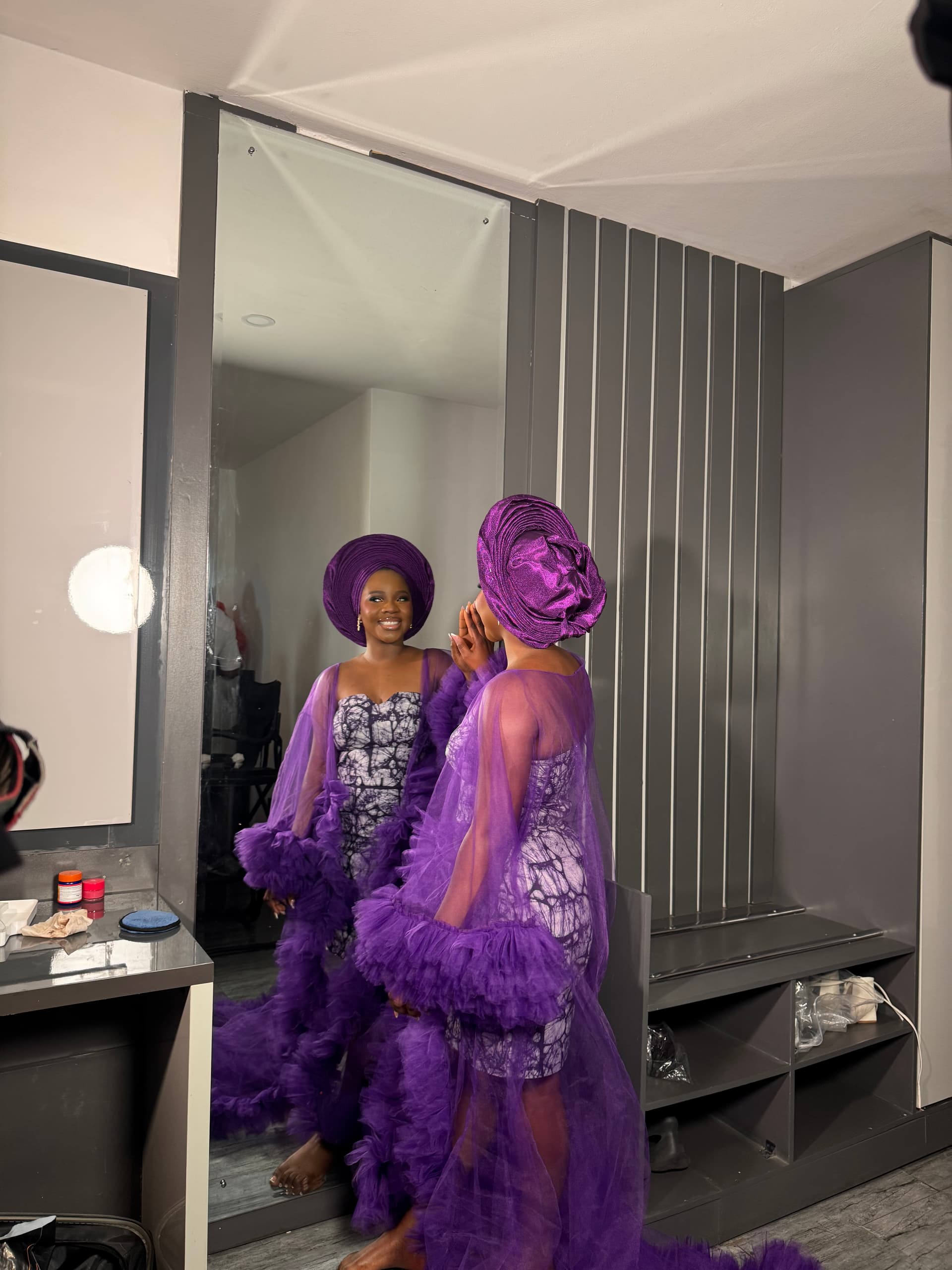 Custom Bridal Two-Piece Ensemble – Fitted Gown & Sheer Robe